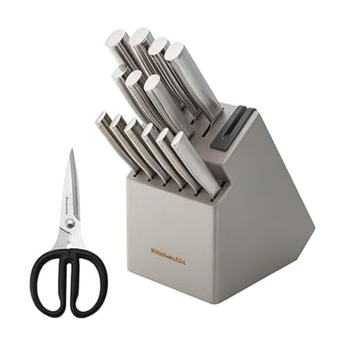 KitchenAid Gourmet Knife Block Set with Built-in Sharpener, 15-Piece, Stainless Steel | Amazon (US)