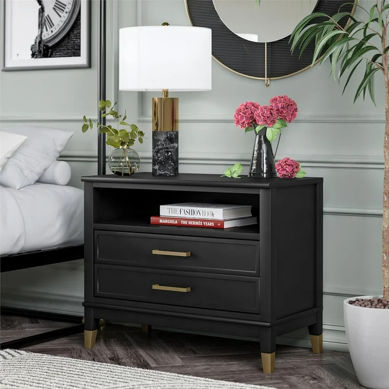CosmoLiving by Cosmopolitan Westerleigh Wide Nightstand, Black | Walmart (US)