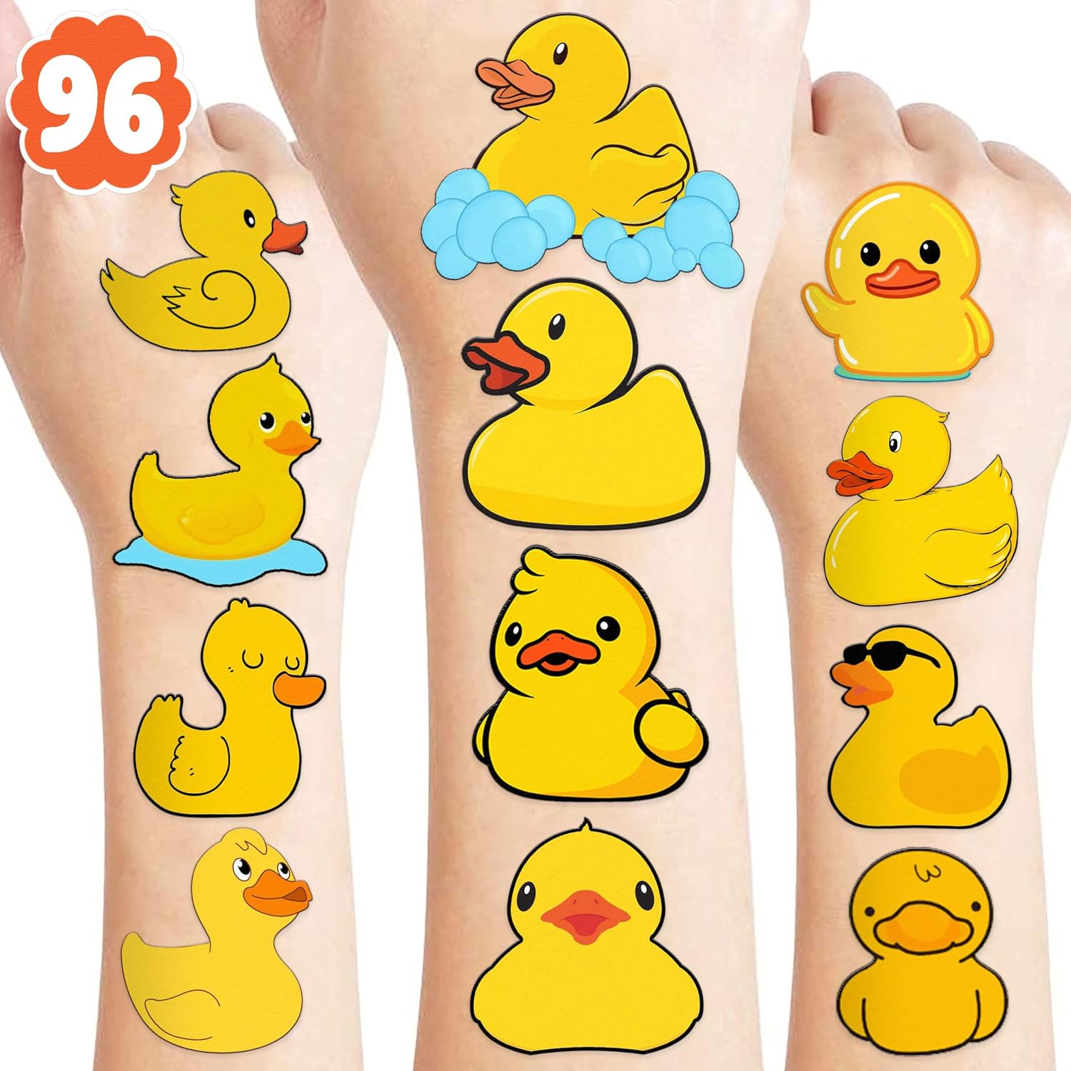 8 Sheets (96PCS) Rubber Duck Temporary Tattoos Birthday Party Decorations Supplies Tattoos Sticke... | Amazon (US)