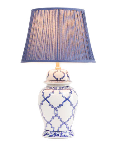 25in Ceramic Jar Lamp With Pleated Shade | TJ Maxx