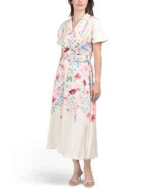 Short Sleeve Floral Maxi Dress With Belt | Casual Dresses  | Marshalls | Marshalls