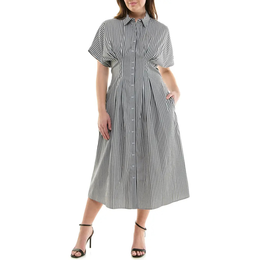 Nicole Miller Striped Shirtdress in Black /White at Nordstrom Rack, Size 12 | Nordstrom Rack