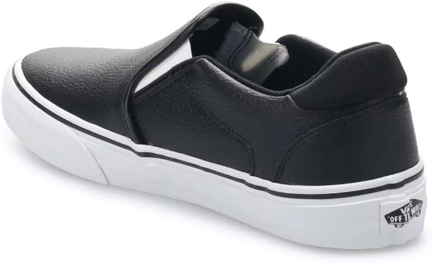 Vans Unisex Asher Deluxe Leather Slip On Low Cut Design Sneaker - Black | Amazon (US)