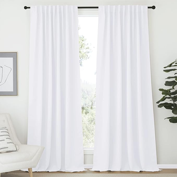 NICETOWN Living Room Curtain Drapes - (White Color) W70 x L108, Set of 2, Window Treatment Draper... | Amazon (US)