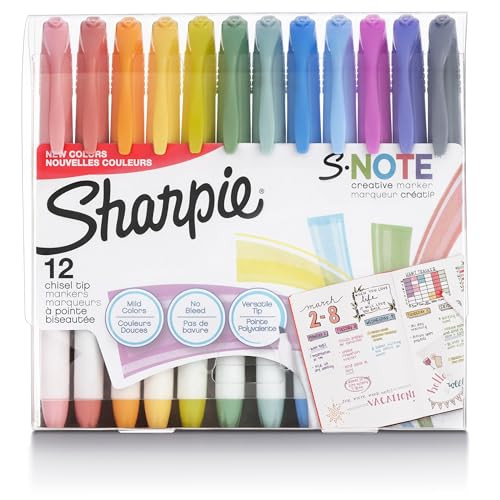 SHARPIE S-Note Creative Markers, Pastel Highlighters, Art Marker Set, Assorted Colors, Chisel Tip, 12 Count | Amazon (US)