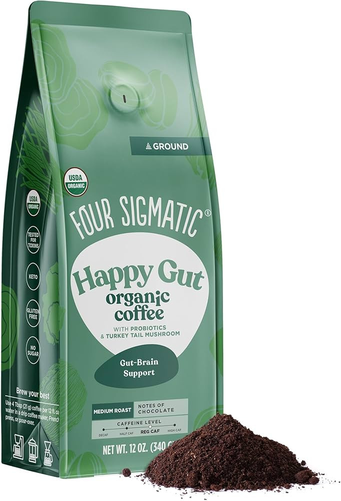 Four Sigmatic Gut Health Organic Ground Coffee | Medium Roast Fair Trade Gourmet Coffee with Chag... | Amazon (US)