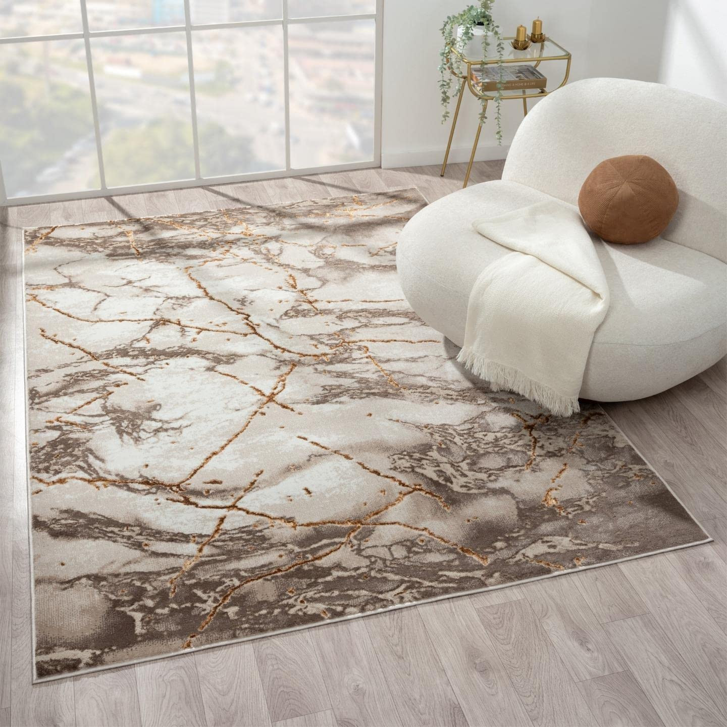 LUXE WEAVERS Marble Abstract Beige 9x12 Area Rug | Amazon (US)
