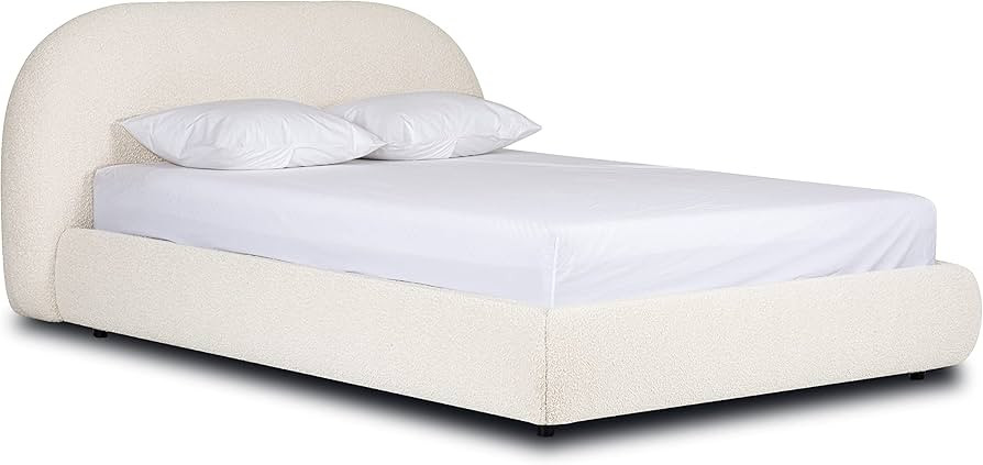POLY & BARK Genoa Queen Size Bed, (U.S. Standard), Crema White Boucle | Amazon (US)