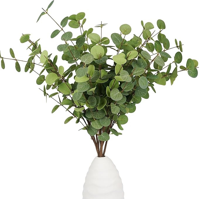 Eucalyptus Stems 6 Pcs Artificial Eucalyptus Leaves 27.5 inch Floral Picks, Branches Decor for Va... | Amazon (US)