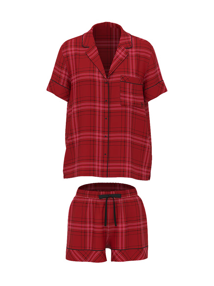 Buy Flannel Short Pajama Set, Red Lacquer/Rose Garden Yd Plaid - Order Pajamas Sets online - Vict... | Victoria's Secret (US / CA )
