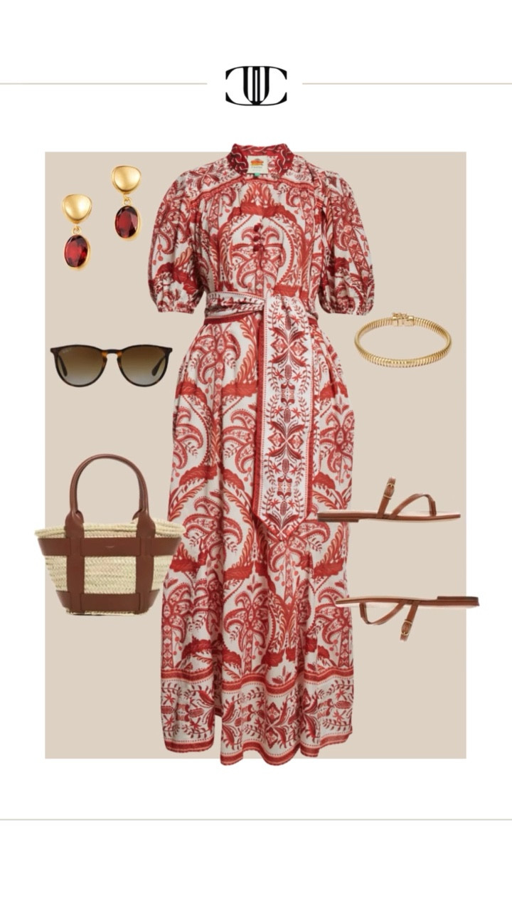 Spring outfit, spring fashion, spring dress, maxi dress, slide sandals, oval drop earrings, gold bracelet, basket, tote bag, round sunglasses, vacation outfit

#LTKOver40 #LTKShoeCrush #LTKStyleTip