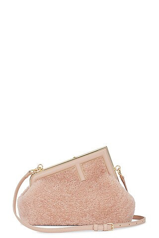 fendi Fendi Shearling First Bag in Beige - Blush. Size all. | FWRD 