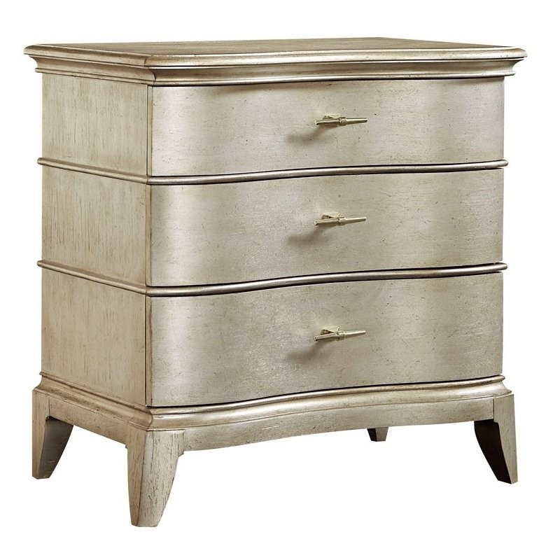 A.R.T. Furniture Starlite 3 Drawer Wood Nightstand in Silver Bezel Finish | Cymax