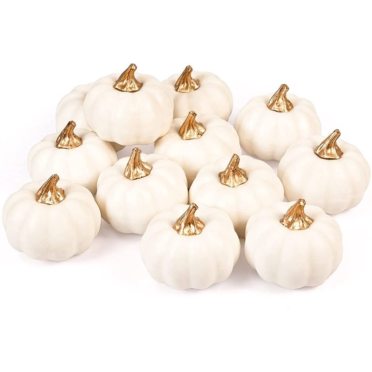 12Pcs Artificial Pumpkins Bulk Vintage White Pumpkin Harvest Lifelike Pumpkin Fake Foam Pumpkin F... | Walmart (US)