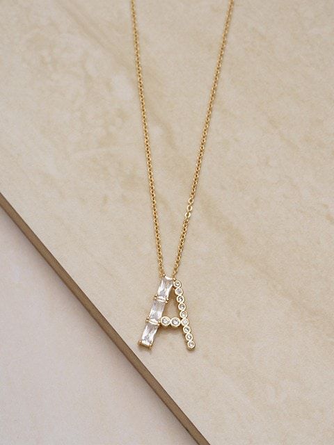 Mixed Crystal Initial 18K Gold-Plated Necklace | Saks Fifth Avenue