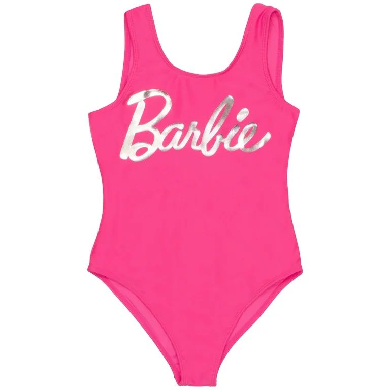 Barbie Logo Girl’s One Piece Swimsuit, Cross-Back Swimming Costume Swimwear for Kids (Size 4-8) | Walmart (US)