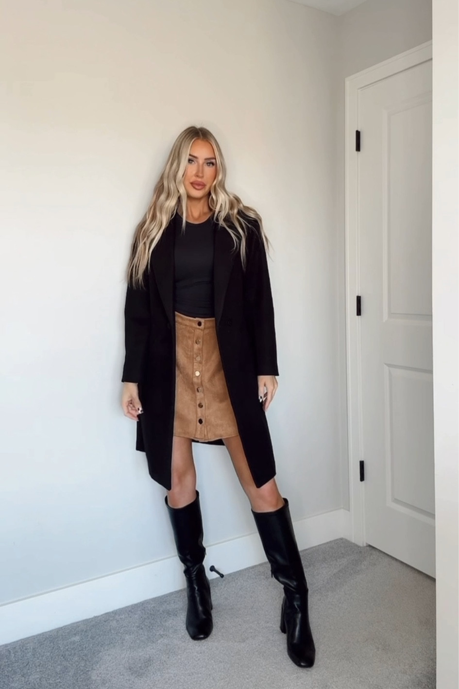 Wearing a size M in the coat & skirt and a size S in the long sleeve top 🤎 boots are TTS

#LTKFindsUnder100 #LTKFindsUnder50 #LTKStyleTip