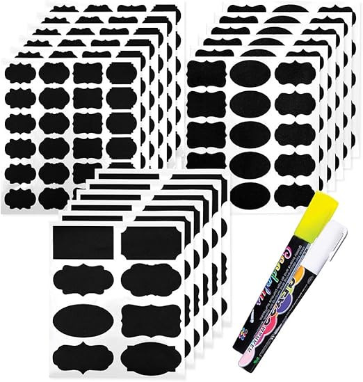 Chalkboard Labels 173 Pcs Pack, Reusable and Waterproof Stickers for Containers, Jars; Mason, Spi... | Amazon (US)