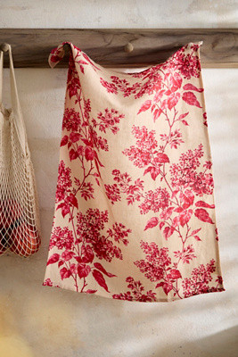 Cherry Floral Linen Dish Towel | Anthropologie (US)