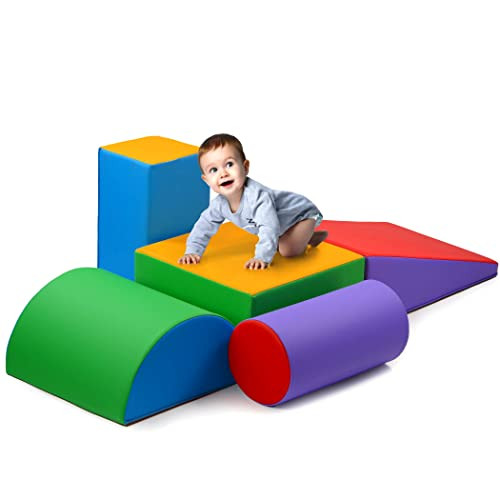 Climb and Crawl Activity Play Set - Climbing Foam Shape Toy for Toddlers 5 Piece Soft Zone Climbing Blocks, Safe Indoor Crawling Gym Equipment for Toddler, Infant, Baby Waterproof and Easy to Clean | Amazon (US)