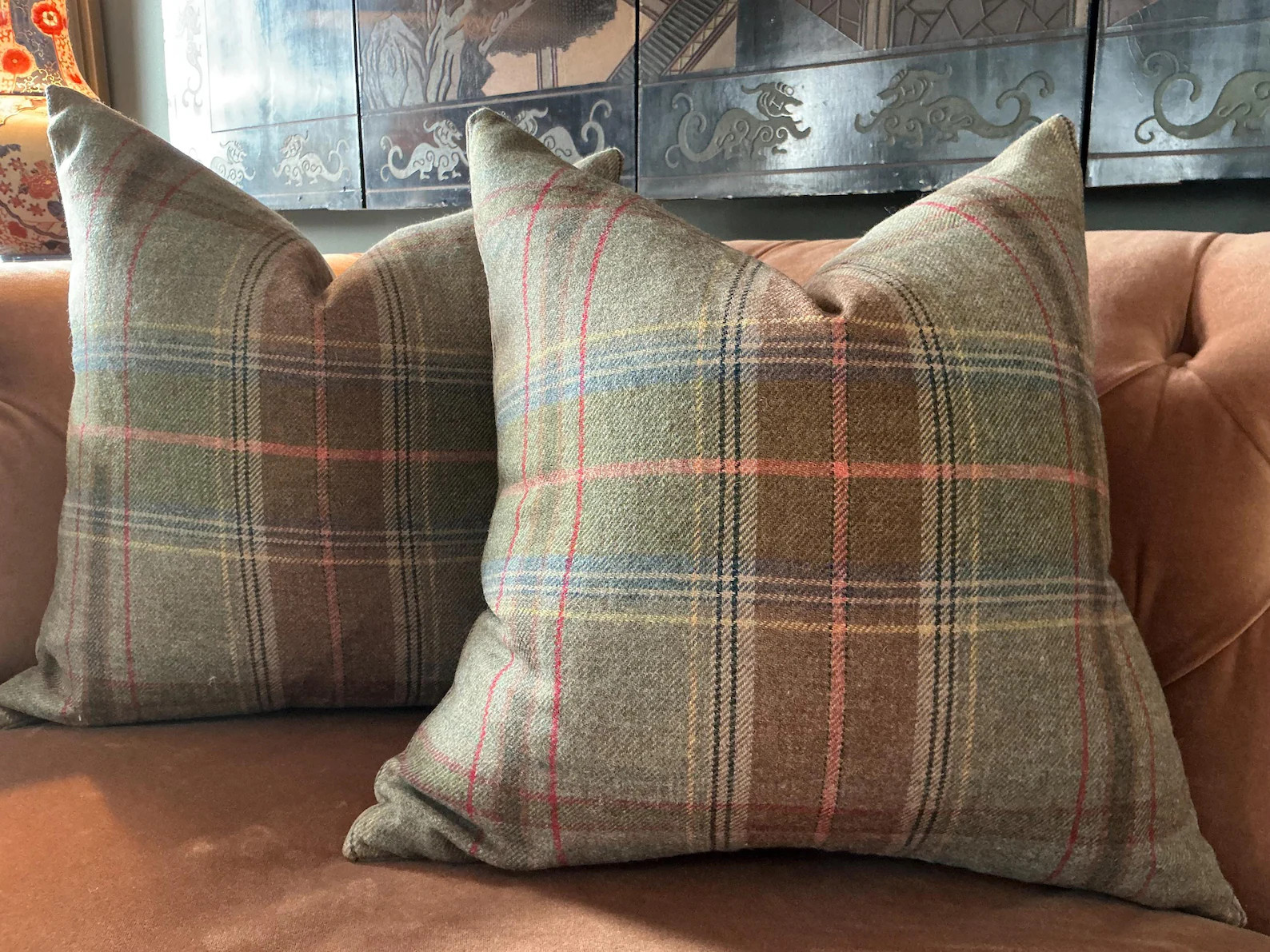 GP and J Baker for Kravet Shetland Plaid in lovat wool by Mulberry -cover(s) | Etsy (Global)