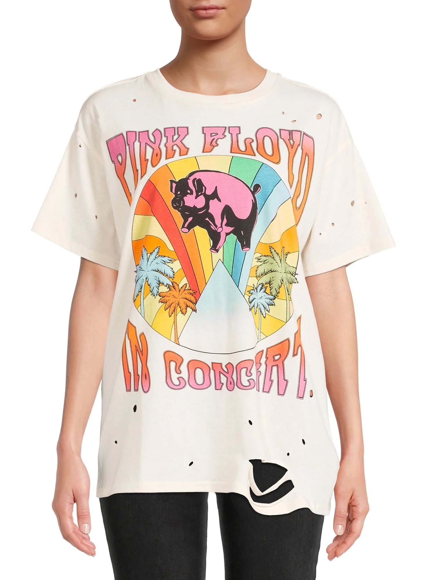 Pink Floyd Women's Juniors Short Sleeve Laser Cut Graphic Tee | Walmart (US)