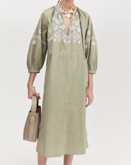 Sage green embroidered midi dress 

#LTKstyletip #LTKSeasonal #LTKfindsunder100
