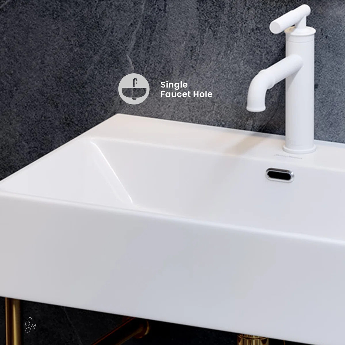 Claire 24 Ceramic Console Sink White Basin Chrome Legs SM-CS721BG | Wayfair North America