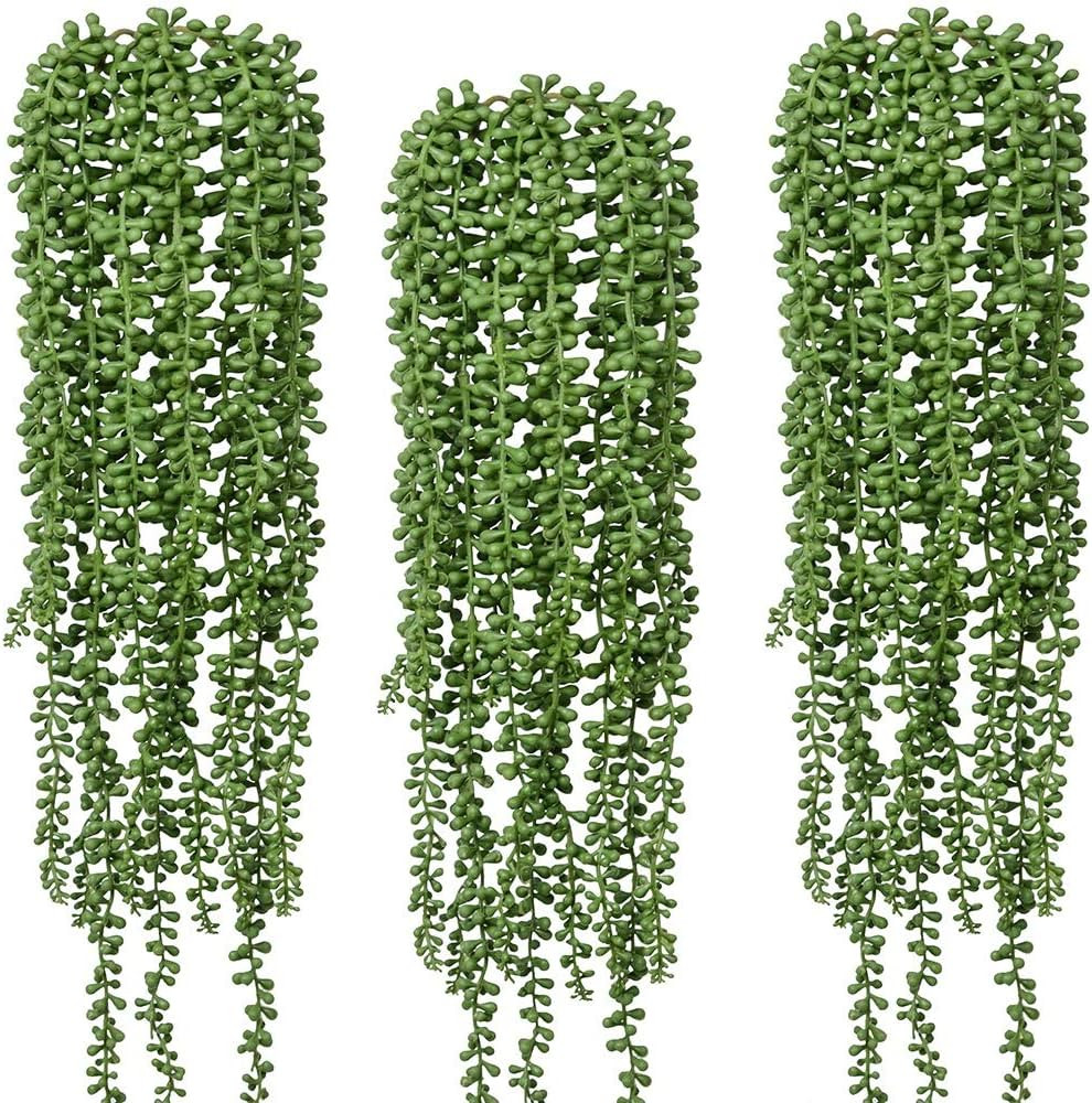 3pcs Artificial Fake String of Pearls Plant Faux Fake Hanging Succulents Plants | Amazon (US)