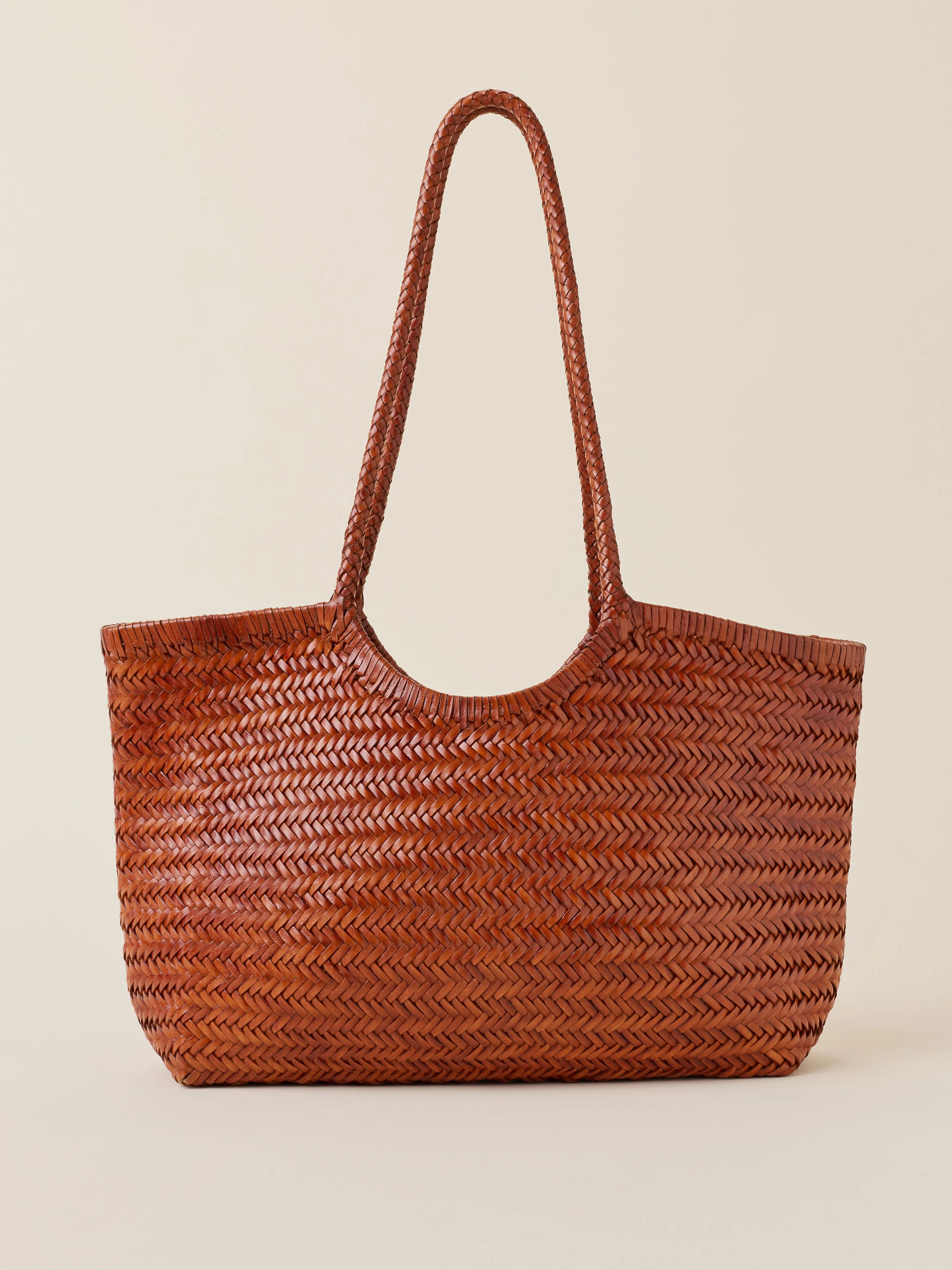 Woven Leather Tote - Tan | Faherty