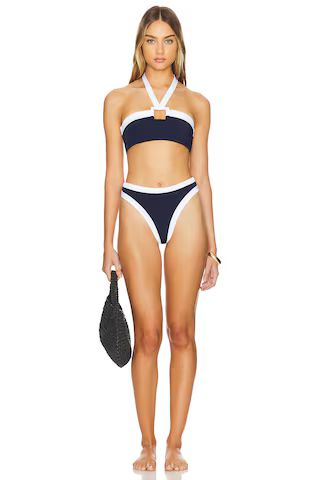 onia Poppy Bikini Top in Deep Navy & White from Revolve.com | Revolve Clothing (Global)