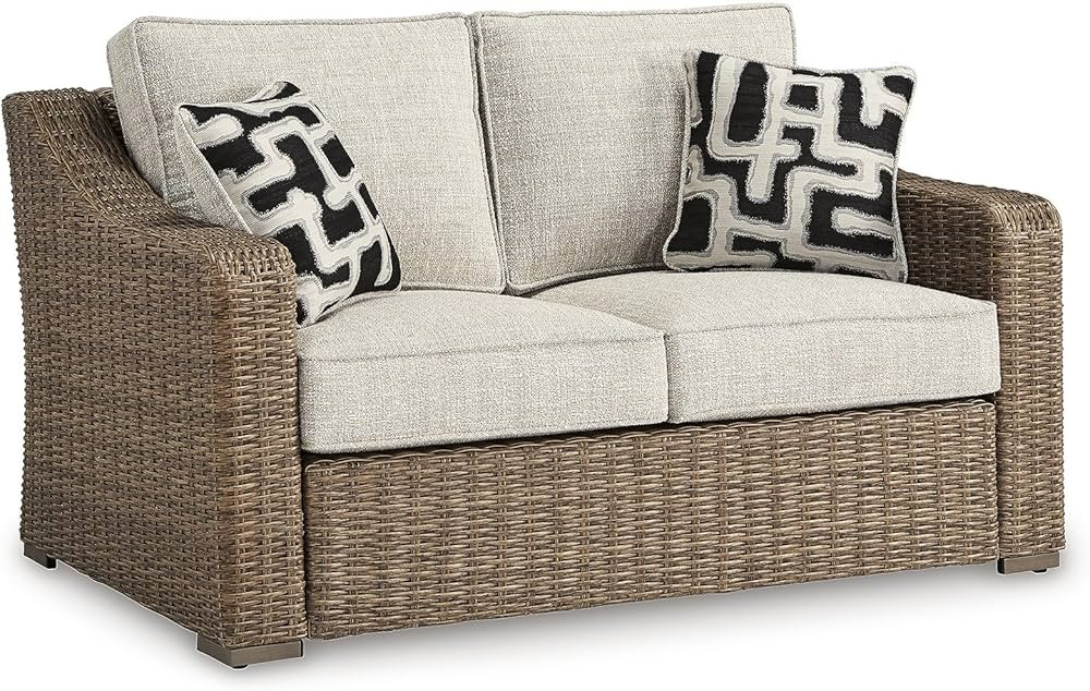 Signature Design by Ashley Beachcroft Casual Weather Resistant Resin Wicker Outdoor Loveseat with... | Amazon (US)