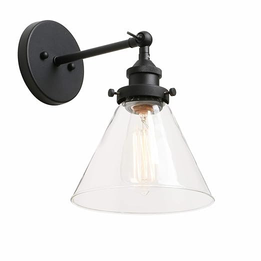 Phansthy 1-Light Industrial Wall Light 7.3 Inch Oval Cone Canopy Retro Sconce Light Fixture e (1-... | Amazon (US)