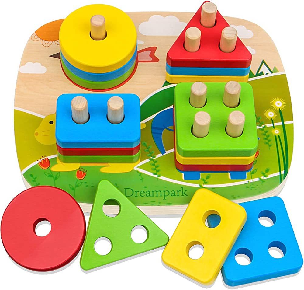 Dreampark Educational Toddler Toys for Boys Girls Age 1 2 3 4 and Up, Wooden Shape Color Recognit... | Amazon (US)