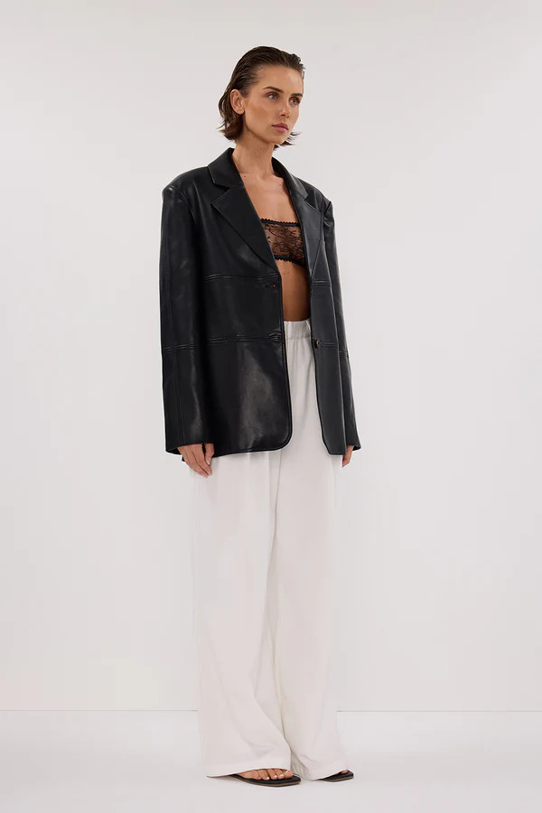 MONTY BLACK FAUX LEATHER BLAZER | DISSH