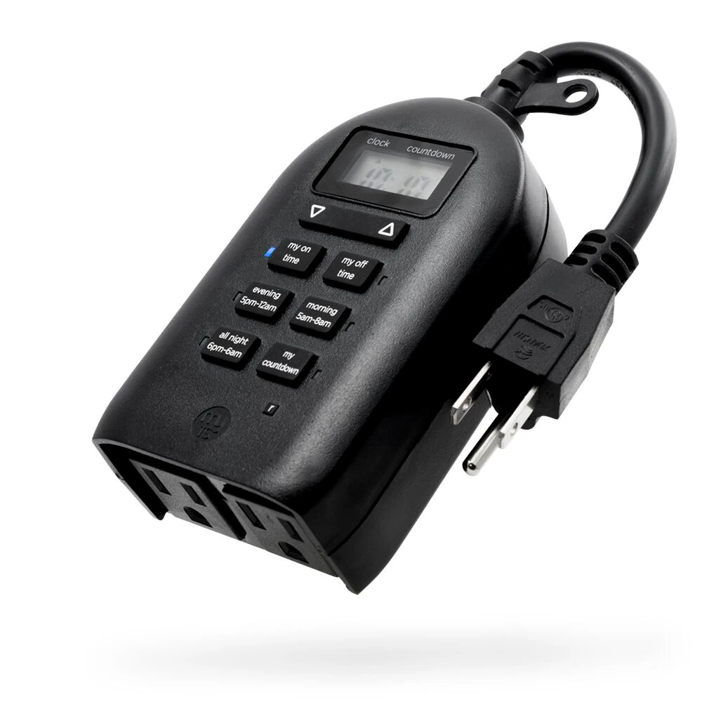 myTouchSmart 15 -Amps 125-volt Indoor or outdoor 2 -Outlet Programmable Countdown Digital Lighting Timer in Black | 26898-T5 | Lowe's