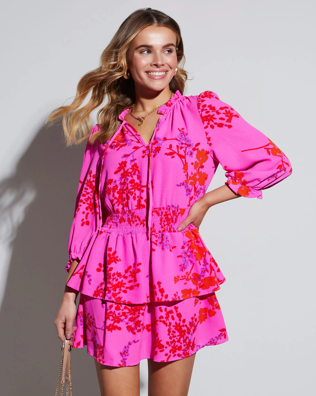 Fatima Floral Tiered Mini Dress | VICI