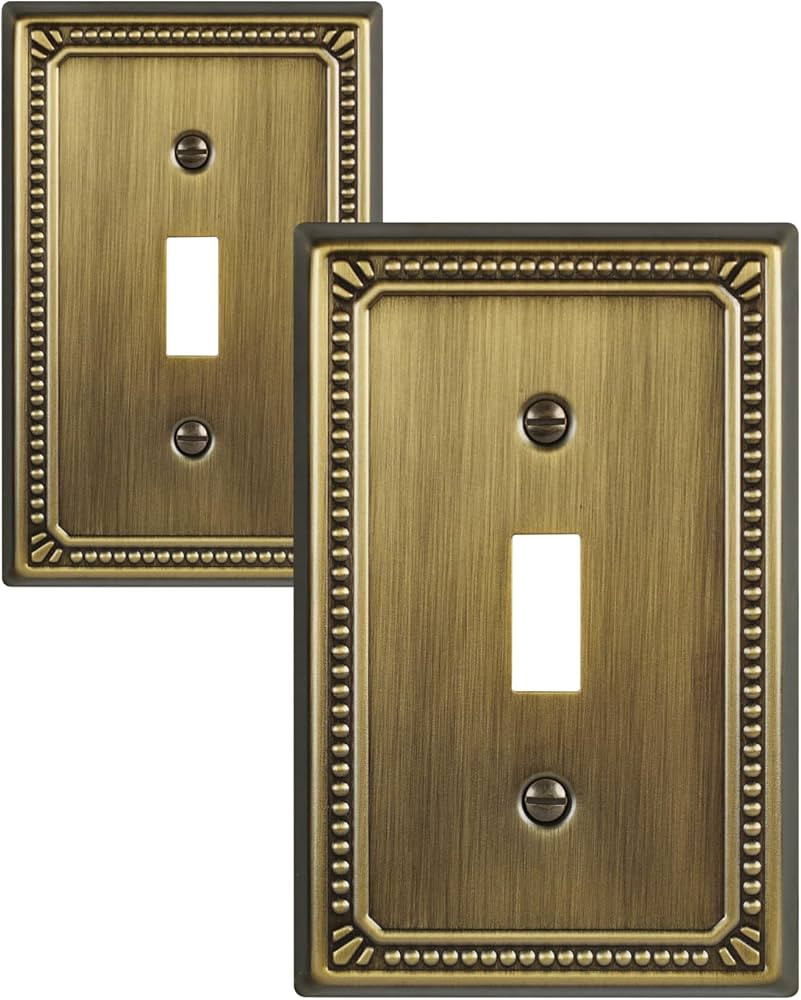 Sunken Pearls Decorative Toggle Wall Plates, 2-Pack Antique Brass Light Switch Covers, 1-Gang Met... | Amazon (US)