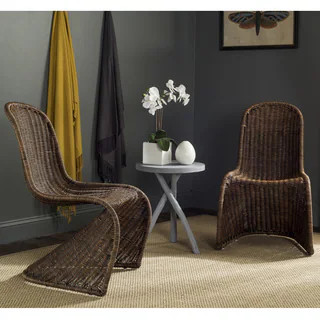 SAFAVIEH Dining Rural Woven Tana Brown/ Multi Wicker Dining Chairs (Set of 2) | Bed Bath & Beyond