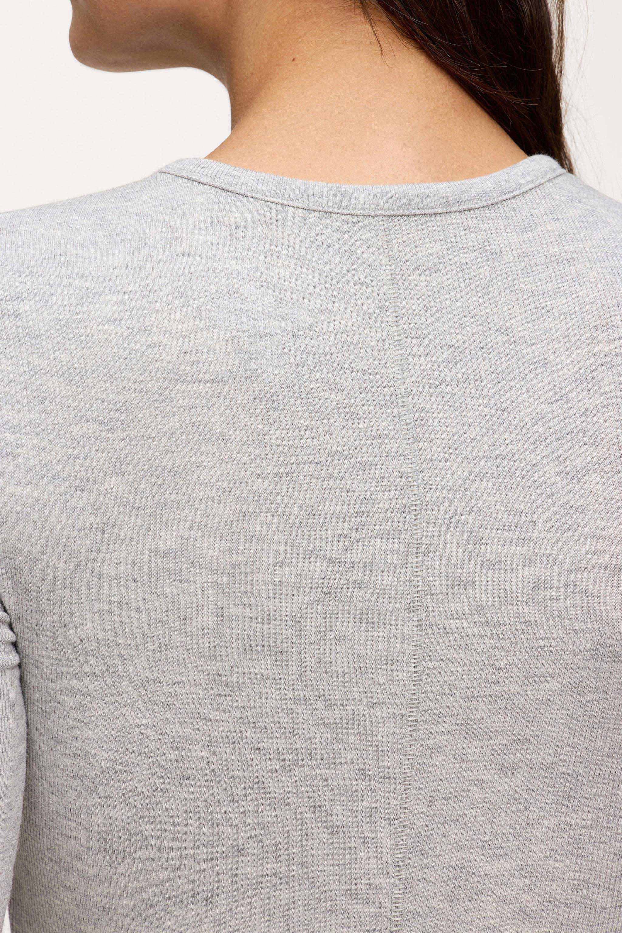 Slinky Rib Long Sleeve Shirt | Heather Grey | Nuuds US
