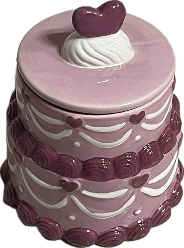 Vintage Style Ceramic Cake Cookie Jar, Pink and Purple, 5 x 5.5 inches | Amazon (US)