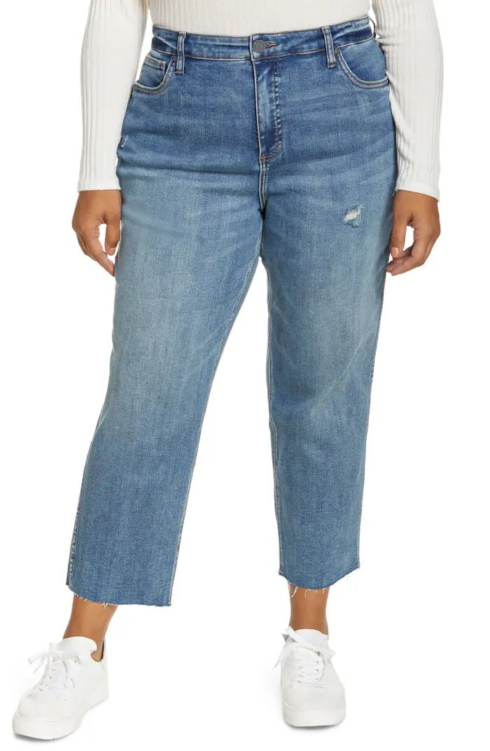 Rachael Fab Ab High Waist Raw Hem Mom Jeans | Nordstrom