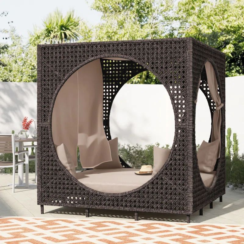 Bousquet 72'' Wide Outdoor Wicker Patio Daybed with Cushions | Wayfair North America