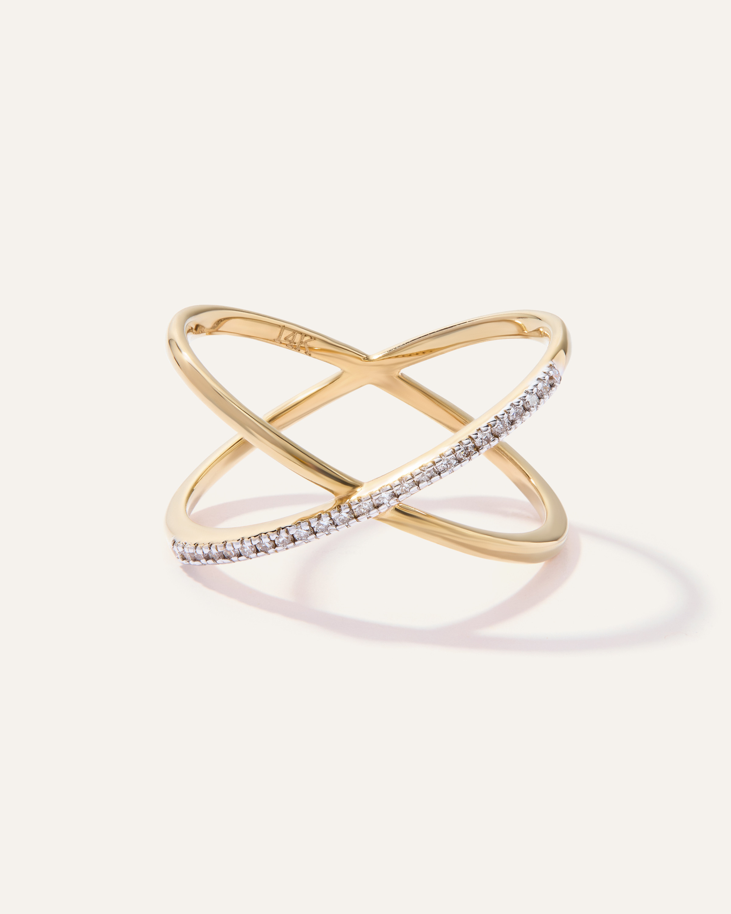 14K Gold Diamond Pave Crossover Ring in Yellow Gold | Quince