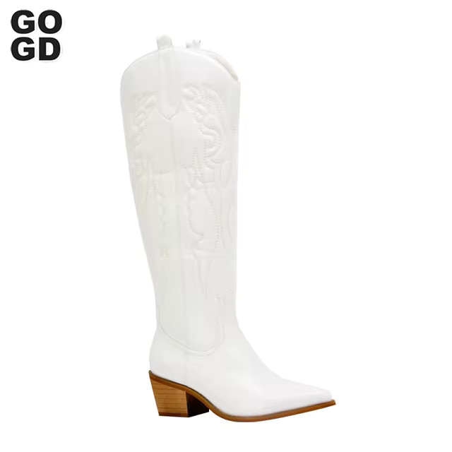 Gogd Retro Autumn Winter White Knee High Boots Big Size 41 Women Comfy Walking Female Western Cow... | AliExpress (US)