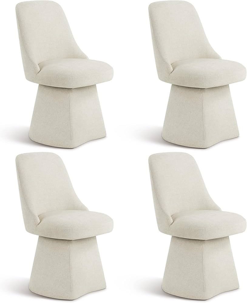 Swivel Dining Chair Mid Century Modern DeskChair High Back Upholstered Linen Fabric SideChair for... | Amazon (US)