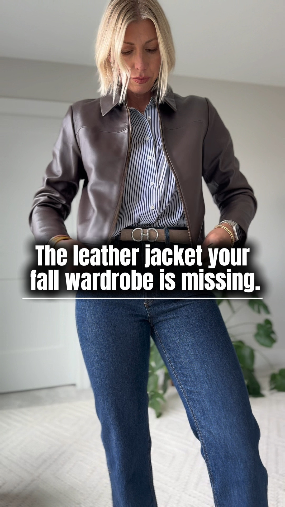 One jacket. Three moods. All fall long. 🍂

Look 1:
Everyday, elevated.
Cropped leather meets effortless cool — perfect with your favorite denim and a tee.
Made for movement. Built to last.

Look 2:
Monochrome, but make it texture.
Soft neutrals + structured leather = a refined take on cozy.

Look 3:
Night out. No effort.
All black. Luxe lines. Instant confidence.

This chocolate brown cropped leather jacket is a forever piece —

✔️ Crafted from top grain leather (so soft, so easy to care for)
✔️ Ethically sourced + toxin-free
✔️ Hand-made, not mass-produced
✔️ And priced like real luxury should be

Wearing a size medium. If you’re in between sizes, I recommend going up one to be able to layer with thick sweaters.

#LTKWorkwear #LTKOver40 #LTKStyleTip