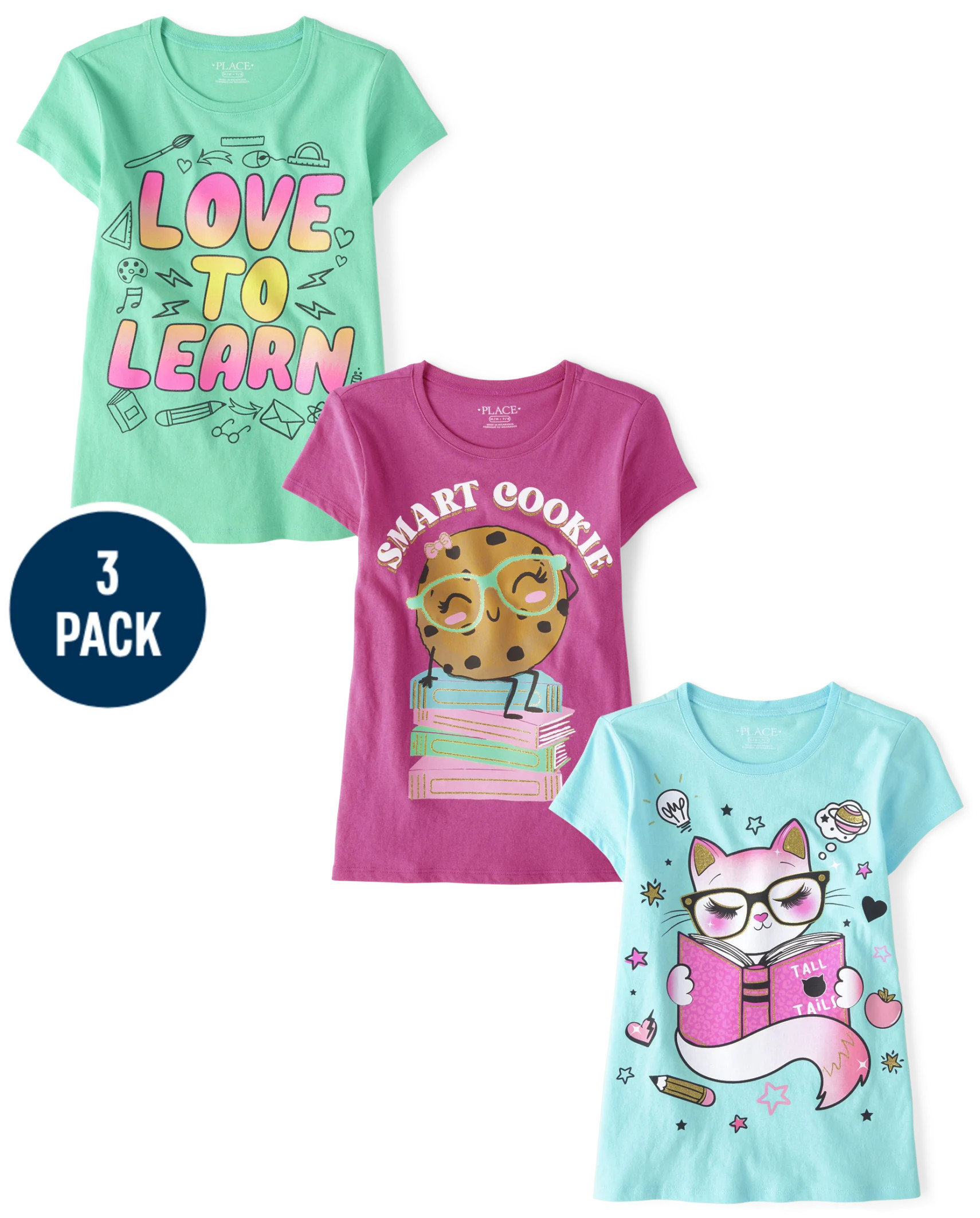 Girls School Graphic Tee 3-Pack - multi clr | The Children's Place