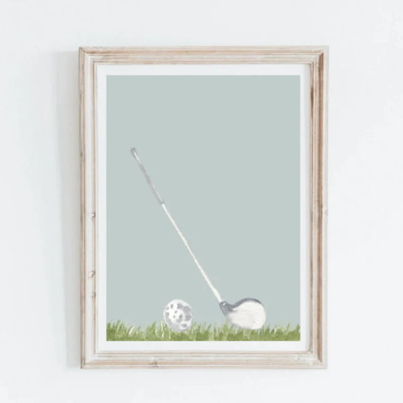 Golf wall art. Golf digital print. Golf themed room. Golf watercolor digital download. Golf nurse... | Etsy (US)