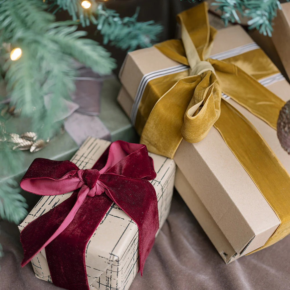 Wide Hand Dyed Velvet Ribbon Burgundy | CG Hunter